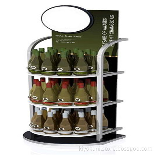 Wine Shop Display Equipment Custom Logo Flooring 3-Tier Metal Wholesale Wine Display Shelves